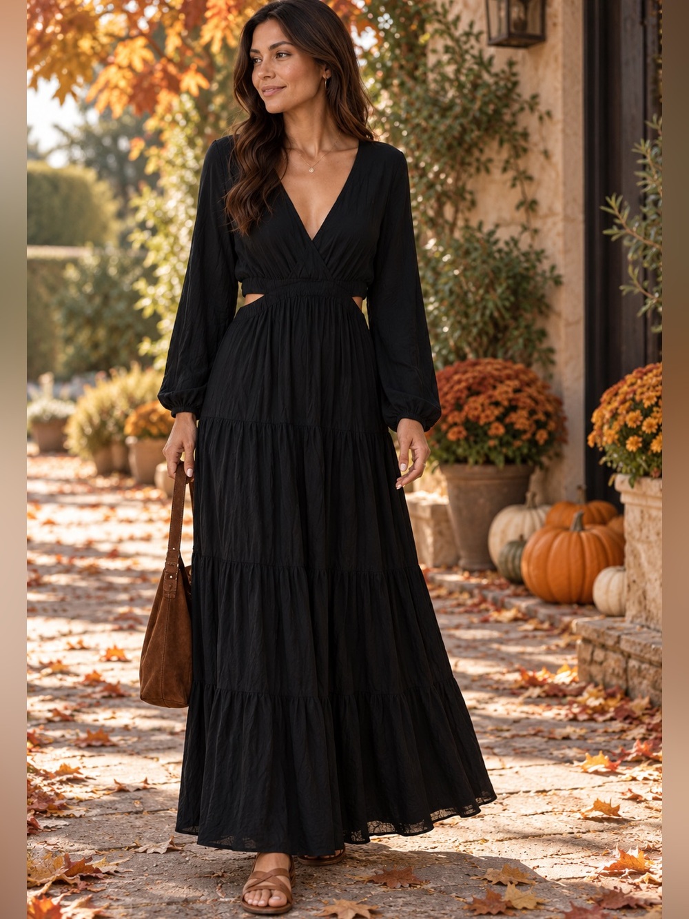 🖤 Old Navy Black Cutout Maxi Dress | NWT | Long Sleeve |  Large